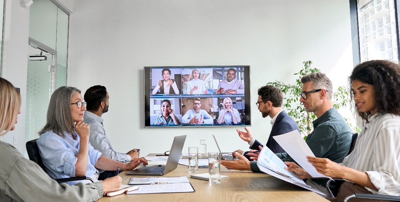 A team in a boardroom meeting
